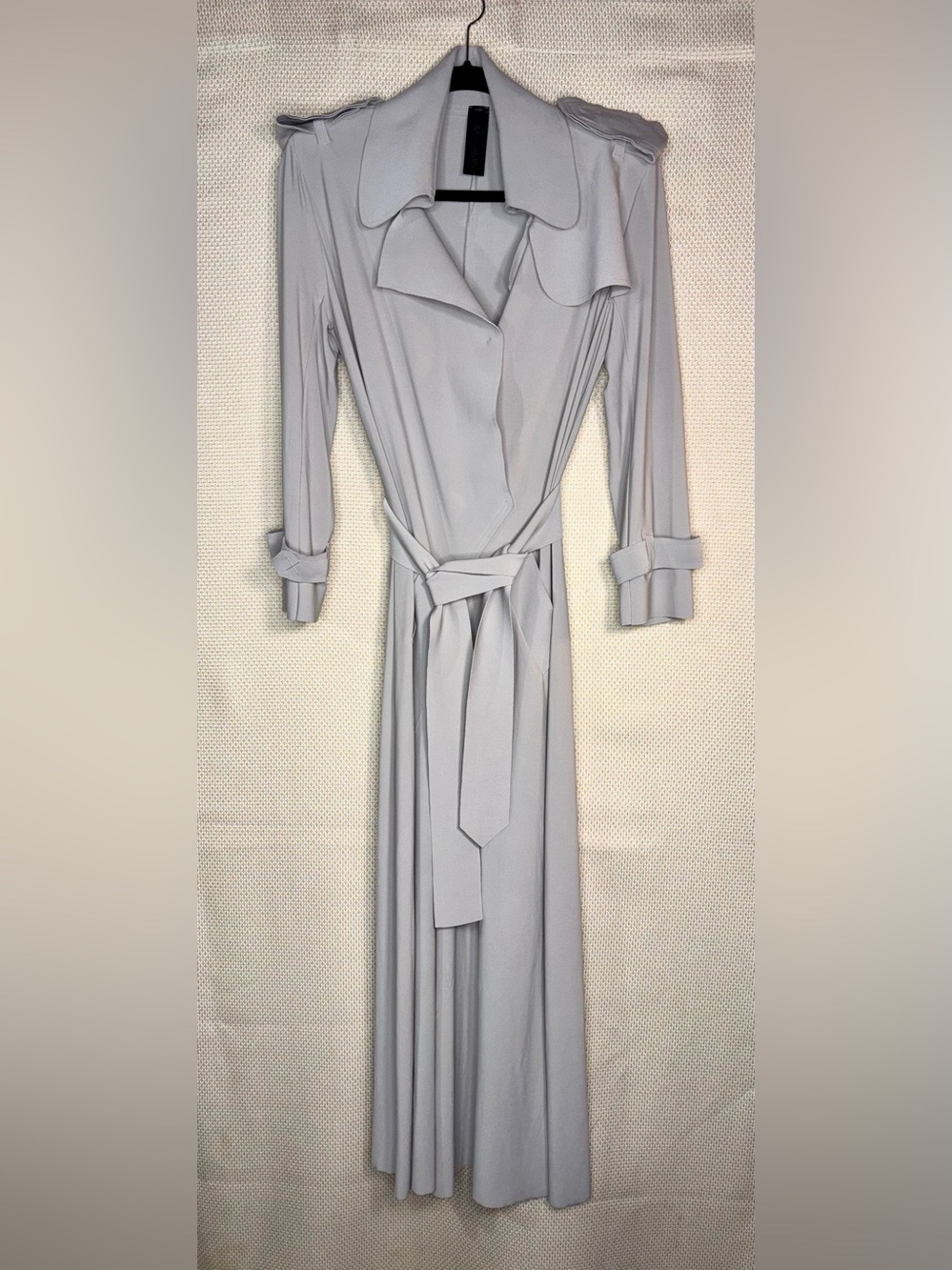 Norma Kamali Double Breasted Trench Jumpsuit in Oyster- Womens XS